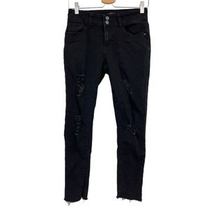 Tala jeans sz 4 womens black denim skinny ankle length bottoms distressed